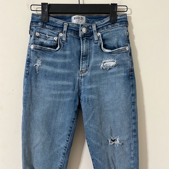 Agolde Medium Wash Distressed Sophie High Rise Skinny Denim Jeans Size 25 - Picture 2 of 11